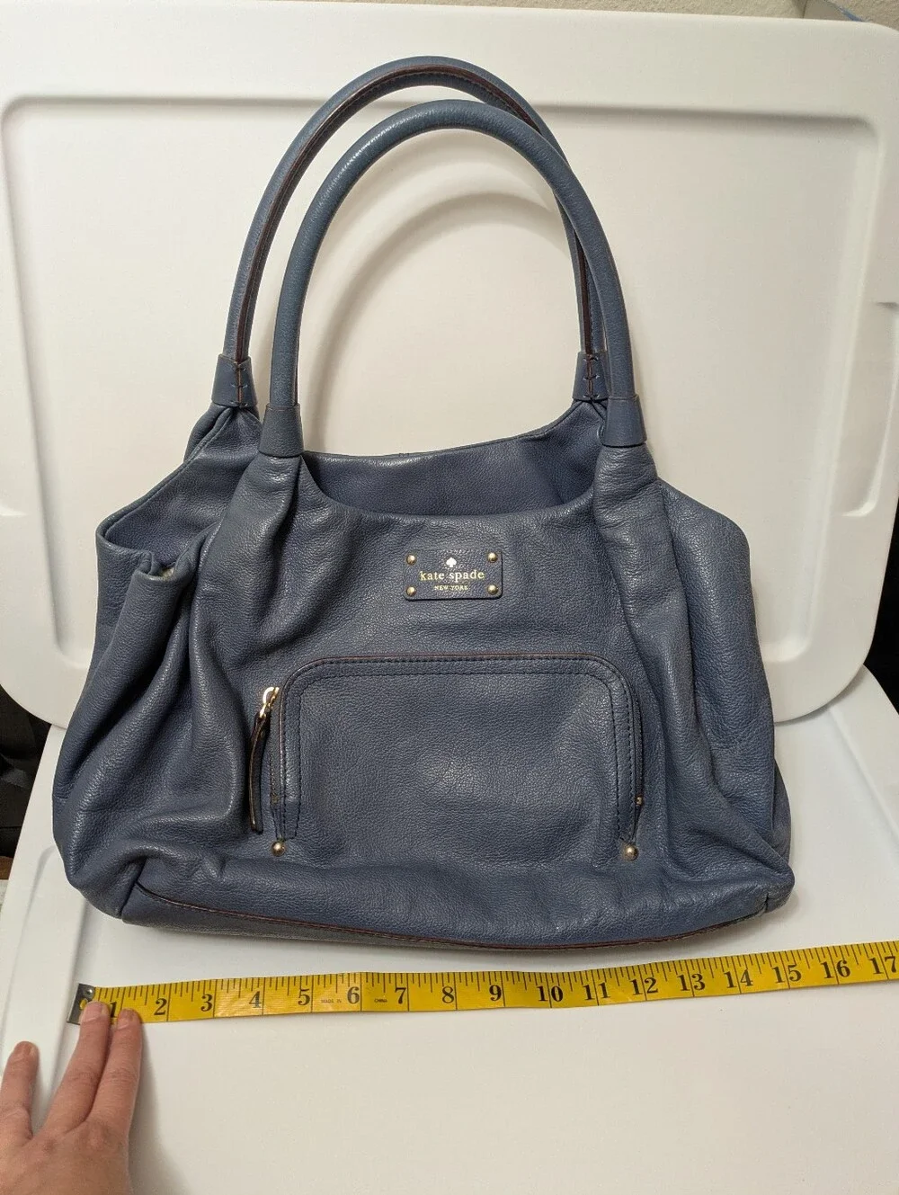 Kate Spade Blue Leather Shoulder Bag - KS Baxter Street Stevie Bag
